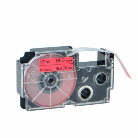 red casio 12 mm tape ar-12rd black ink